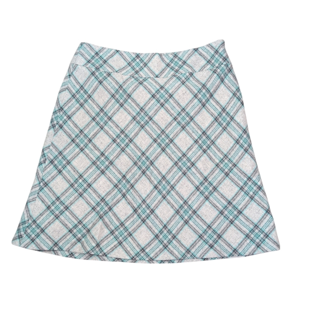 Talbots wool blend plaid skirt, A-line, women's size 8